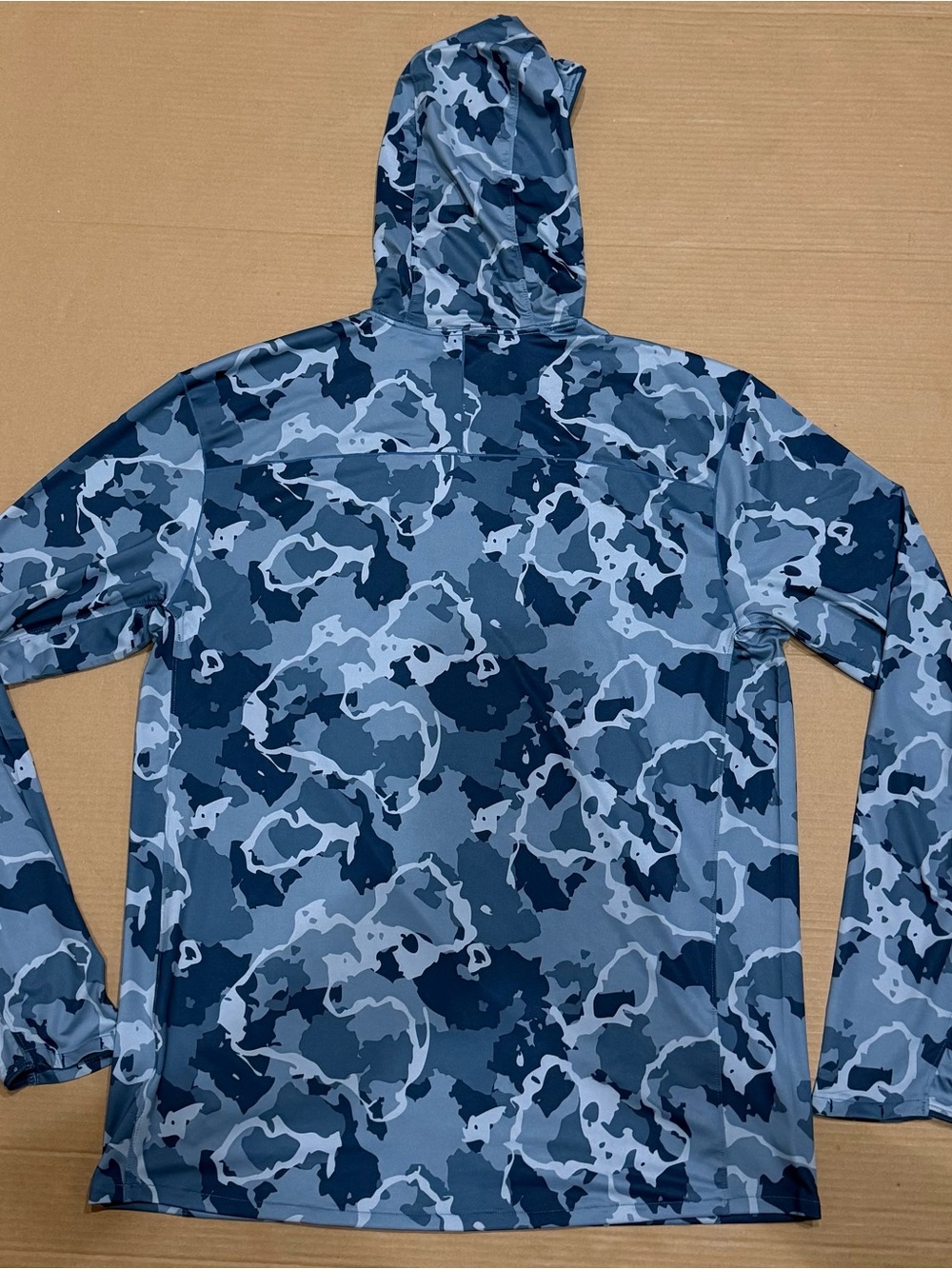 Simms Blue Camo Hooded Long-Sleeve Pullover Size M